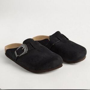 Faux Suede Slip-On Clogs with Buckle (Wide Width)